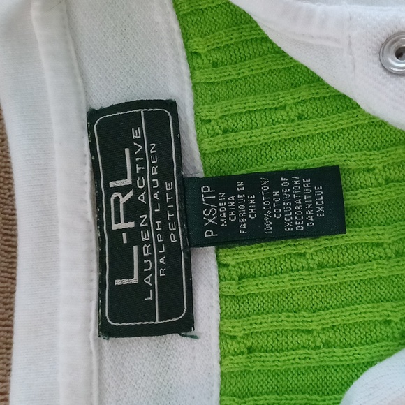 🔥🔥🔥Lauren Ralph Lauren Cableknit green sweater vest with white shirt P XS - Picture 7 of 8